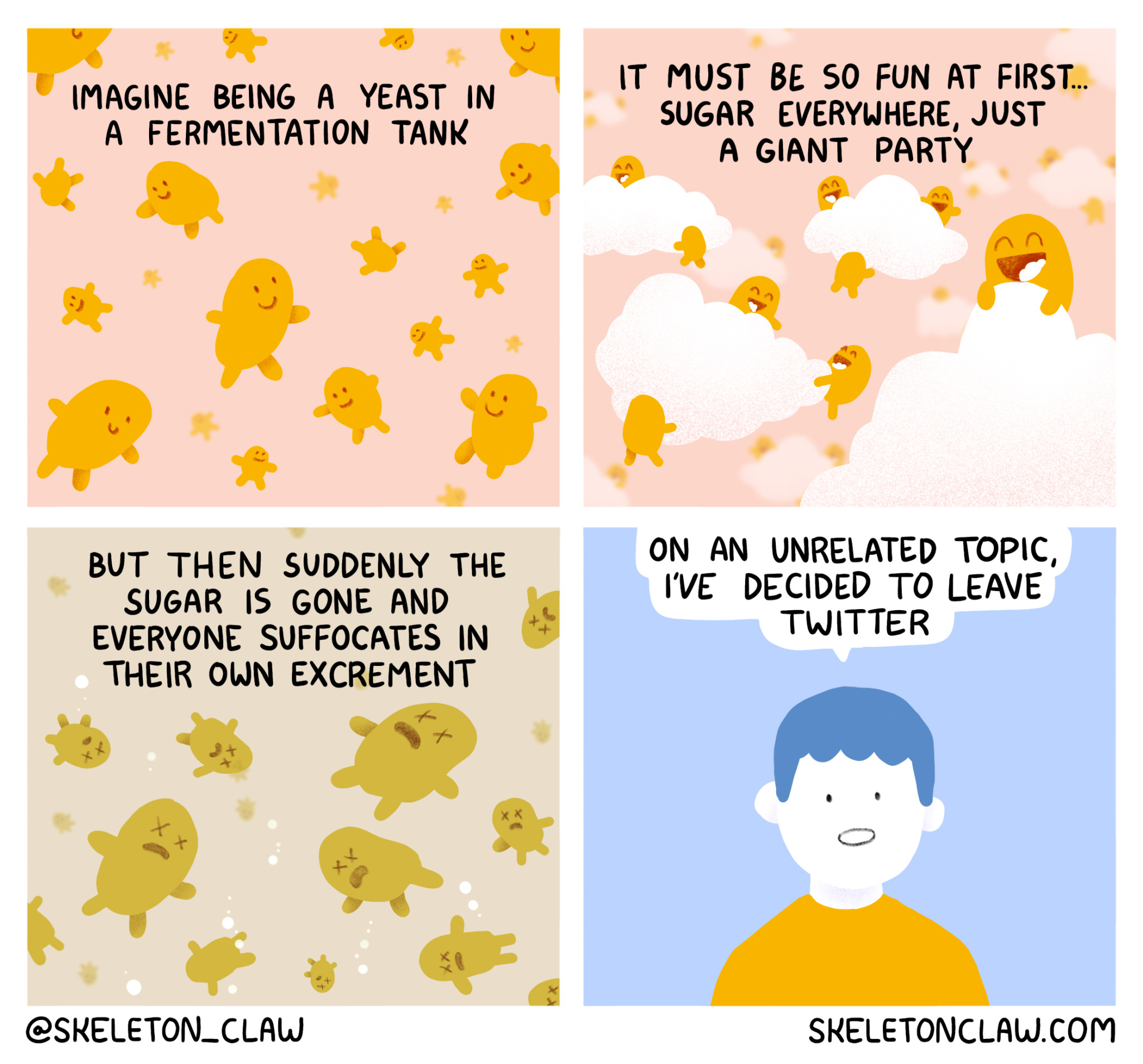 Comic about yeast and quitting Twitter