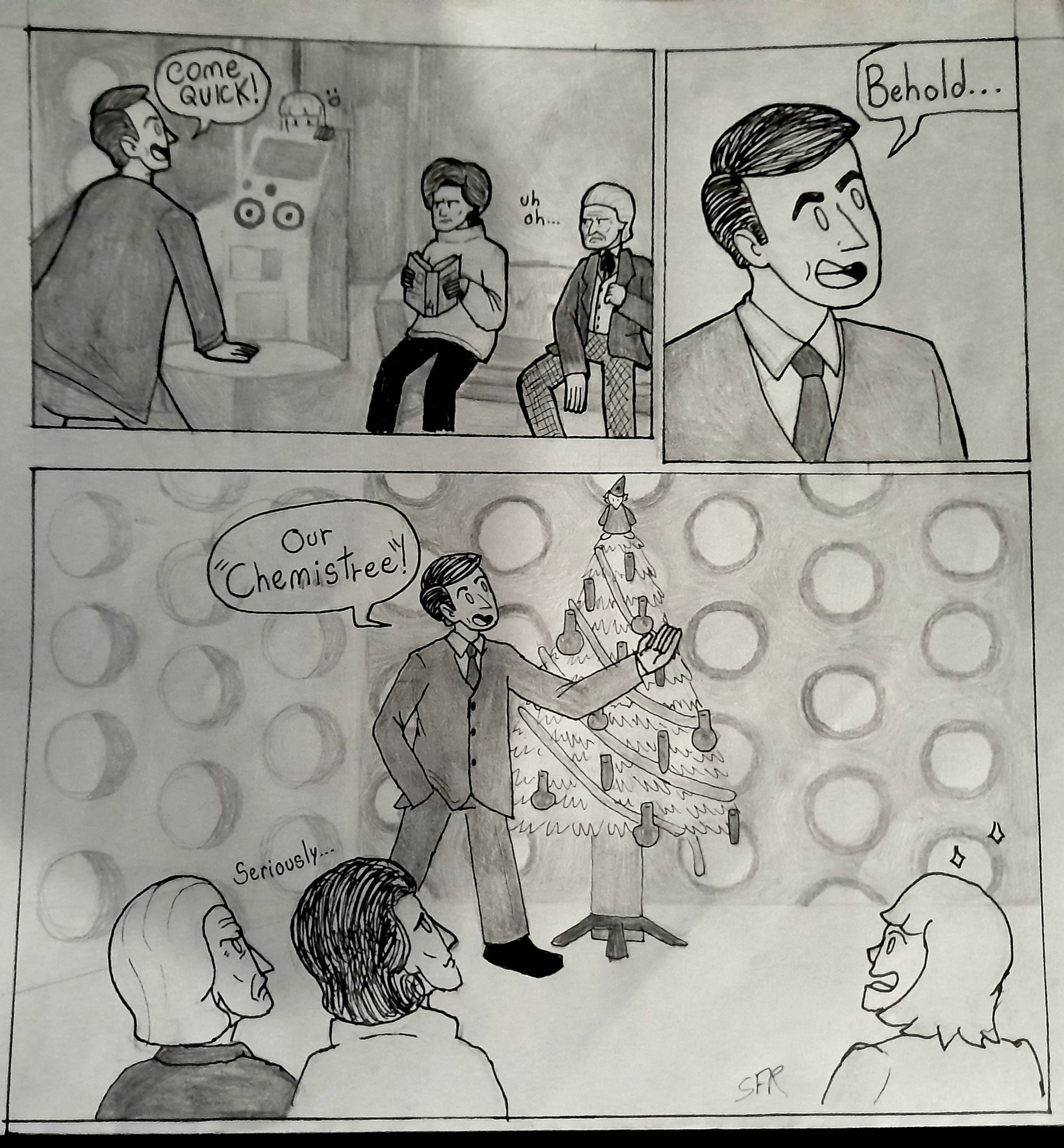 A comic featuring the Doctor, Vicki, Barbara and Ian and his silly tree.